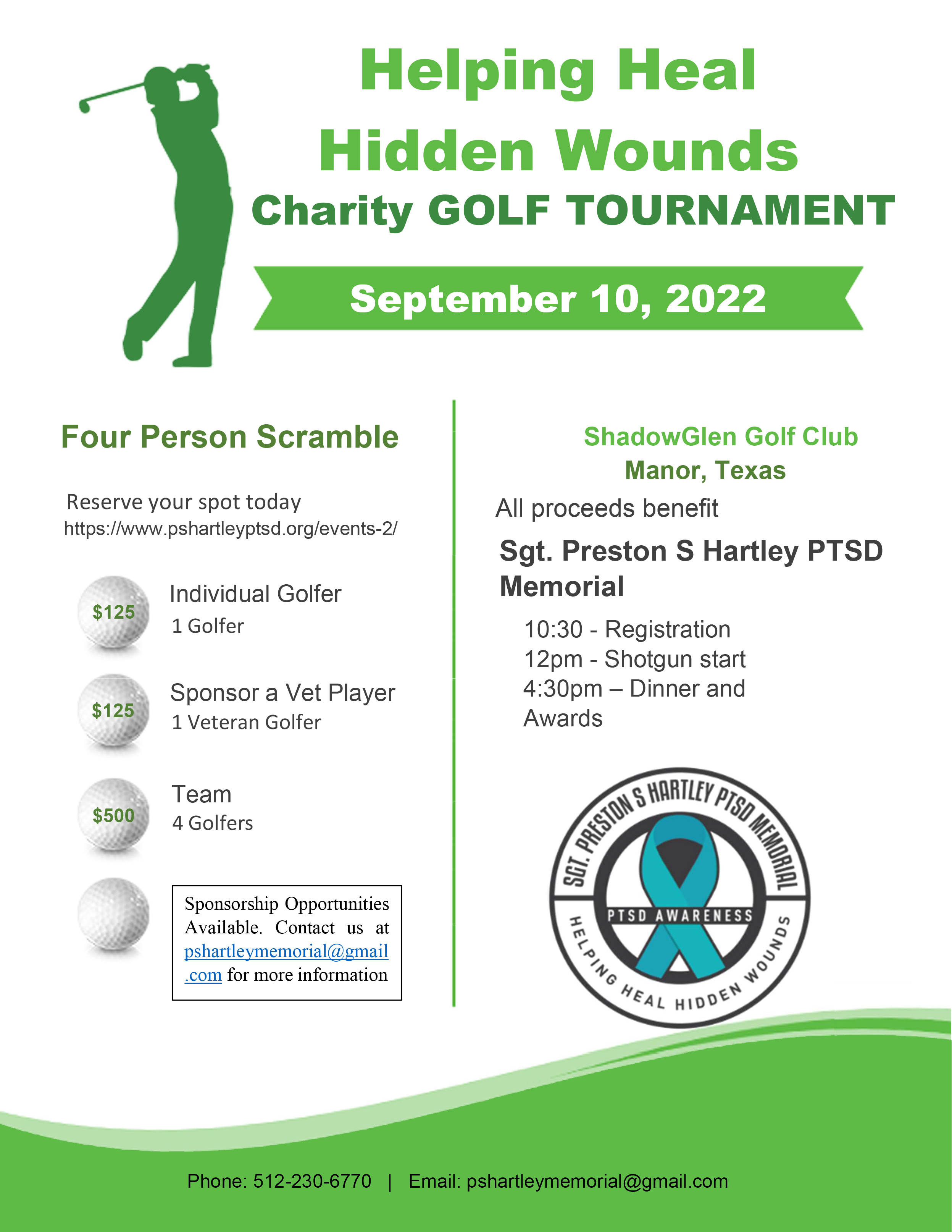 Helping Heal Hidden Wounds Charity Golf Tournament ShadowGlen Golf Club